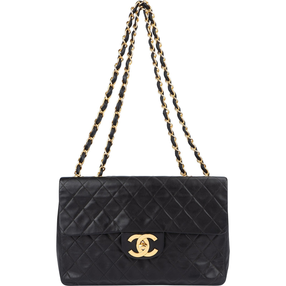 Chanel Lammleder Gold Maxi Single Flap Umhängetasche, Bild 10 von 14