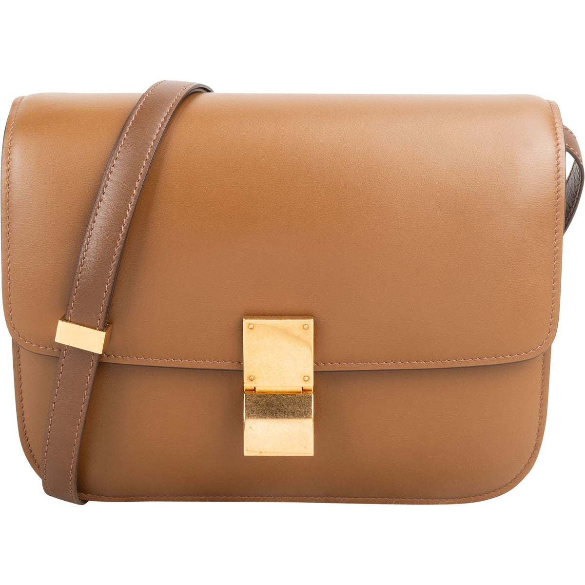 Celine Classic Box schoudertas van kalfsleer in de kleur bruin