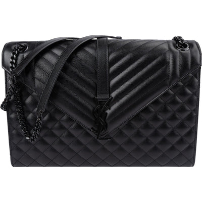 Saint Laurent Grain De Poudre Leather Large Envelope Crossbody Bag