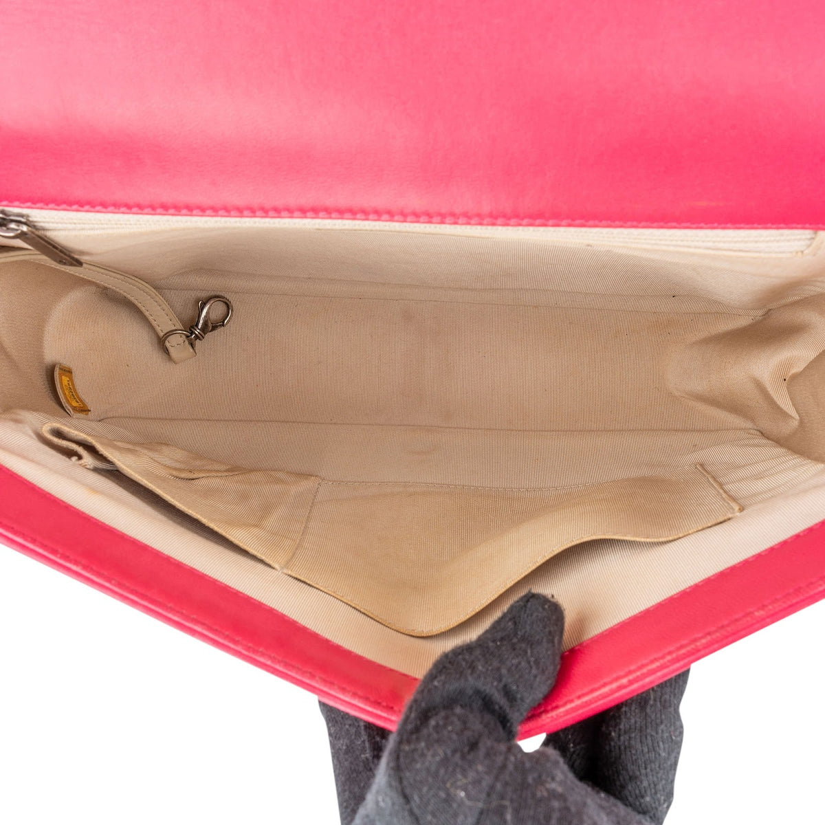Chanel Grote Boy crossbodytas van roze doorgestikt lamsleer