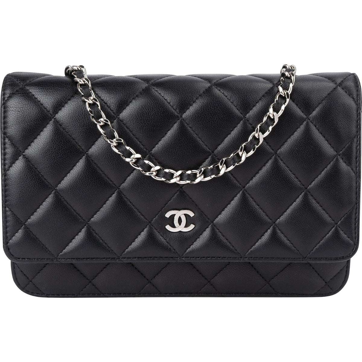 Chanel Wallet On Chain aus gestepptem Caviar-Leder – Vorderansicht