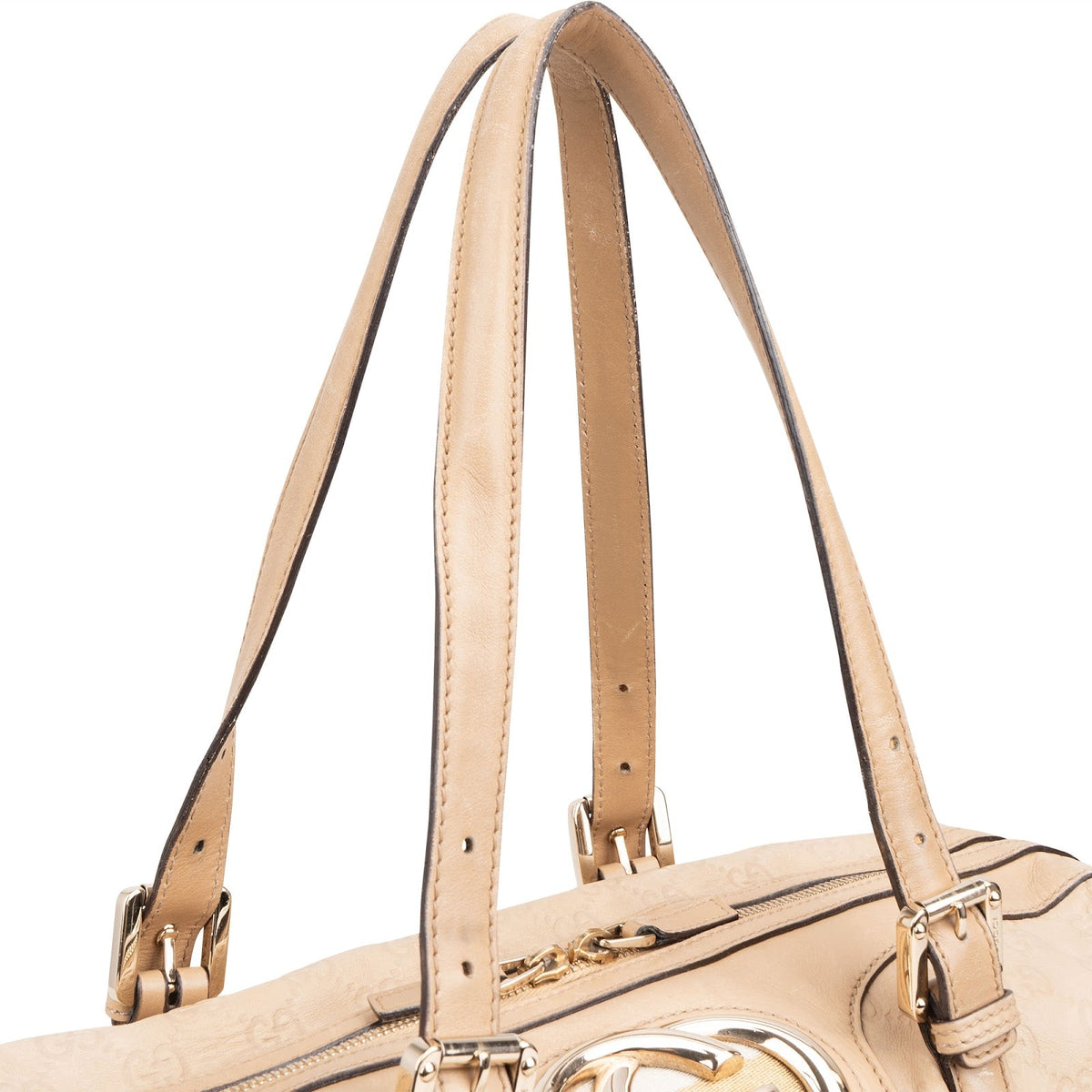 Bolso de hombro Gucci Boston Web GG en piel Guccissima beige