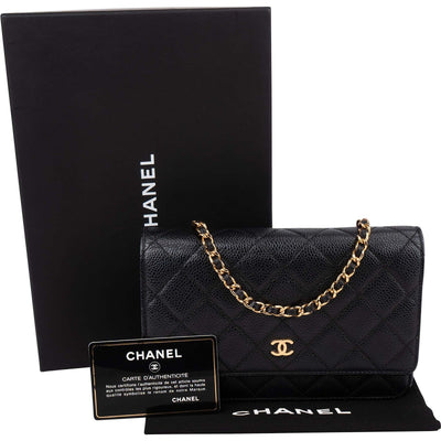 Chanel Quilted Caviar Leather CC Wallet On Chain Crossbody Bag