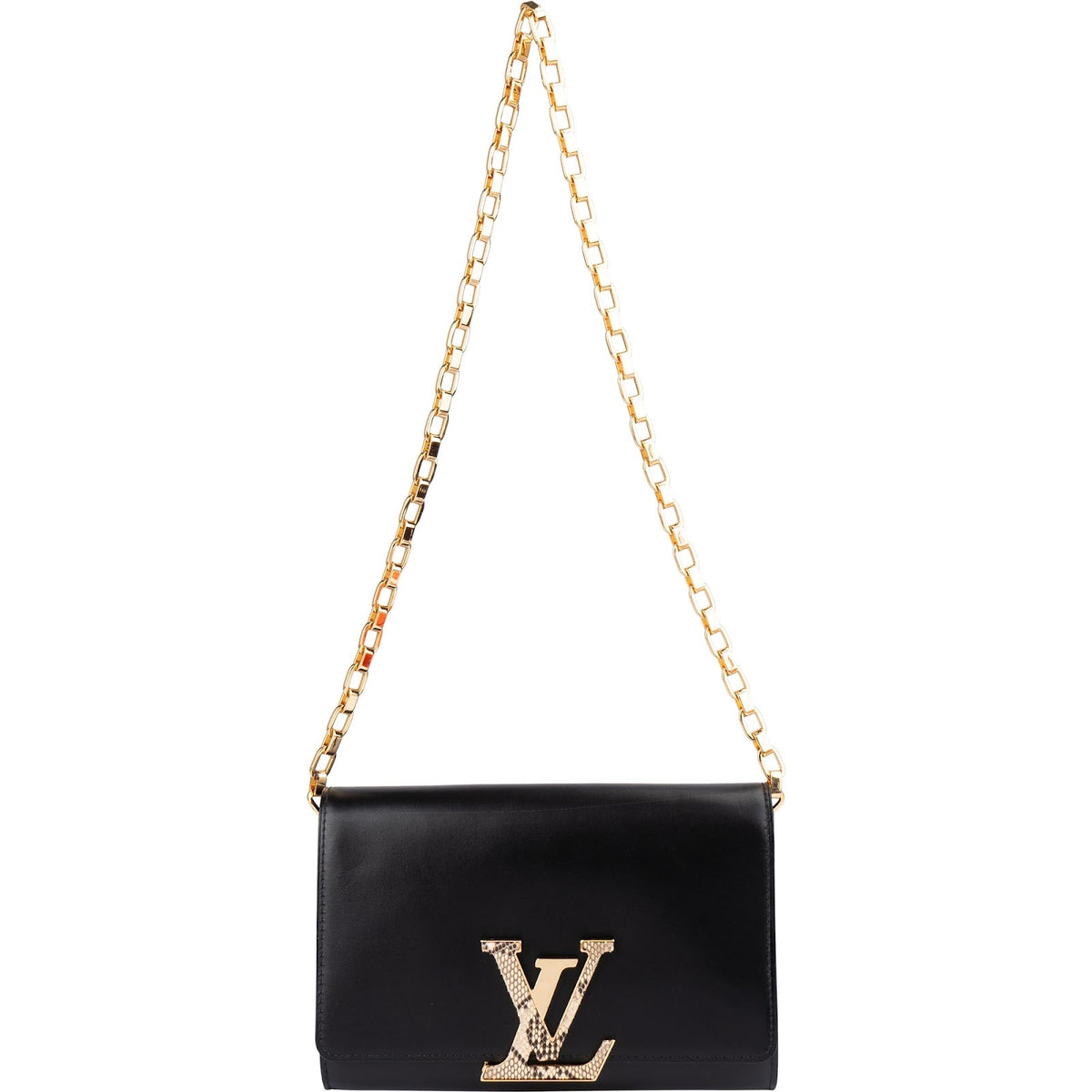 Sac bandoulière Louis Vuitton Louise GM en cuir Boxcalf noir et python