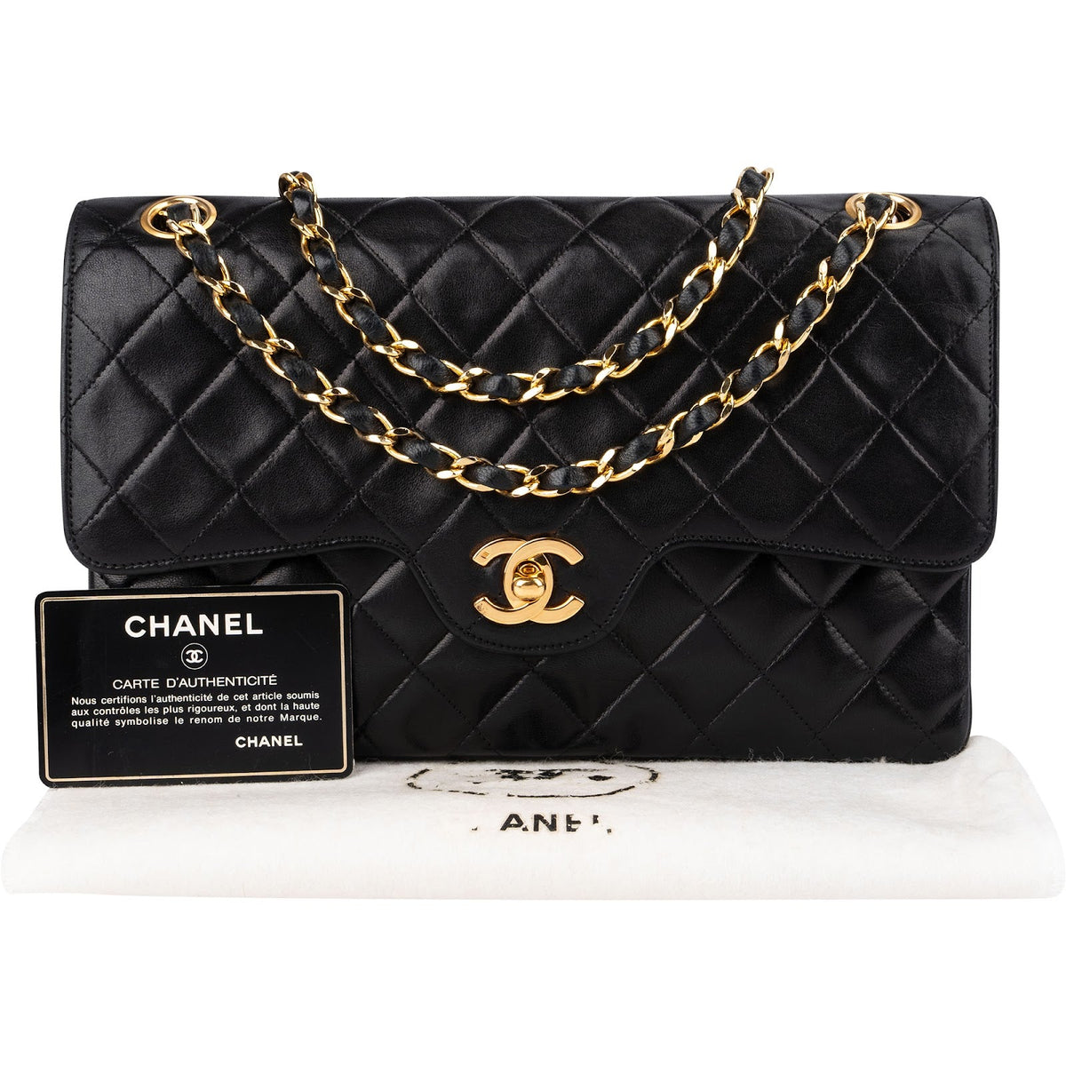 Chanel gewatteerde lamsleren 24K gouden Medium Double Flap schoudertas