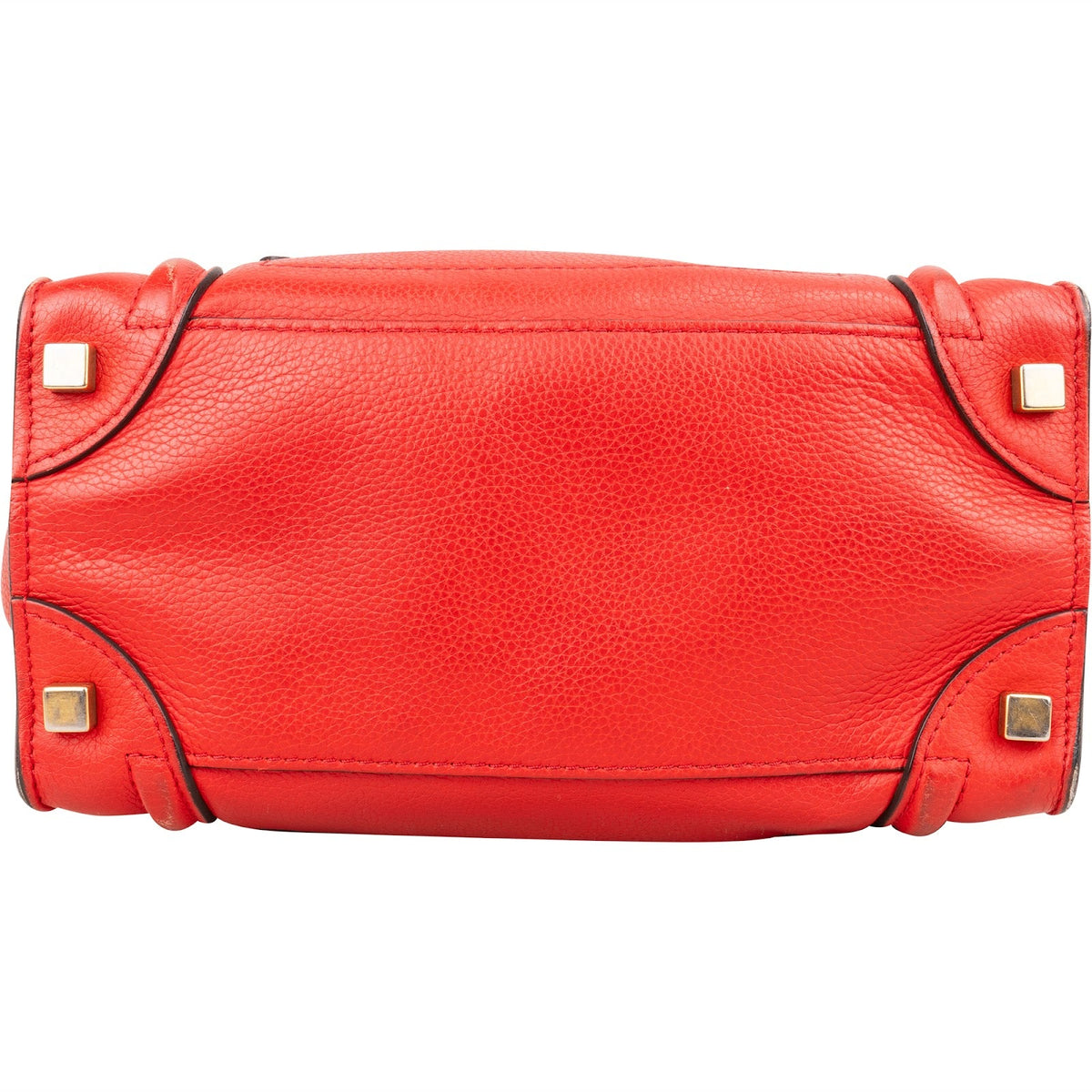Céline Red Grained Leather Luggage Handbag