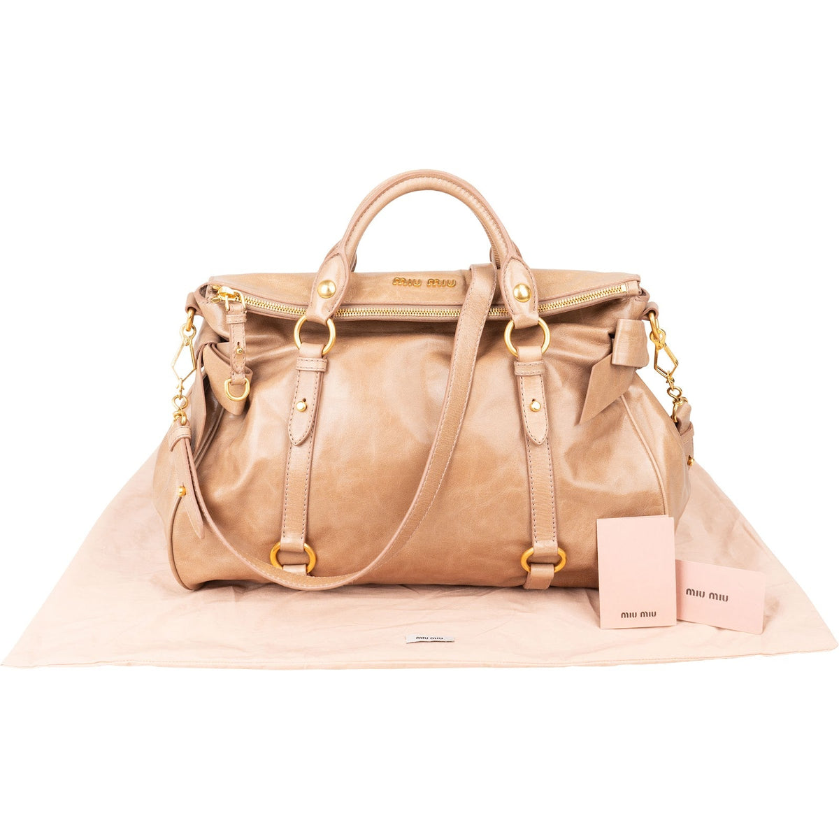Borsa a mano Miu Miu Vitello Lux in pelle con fiocco