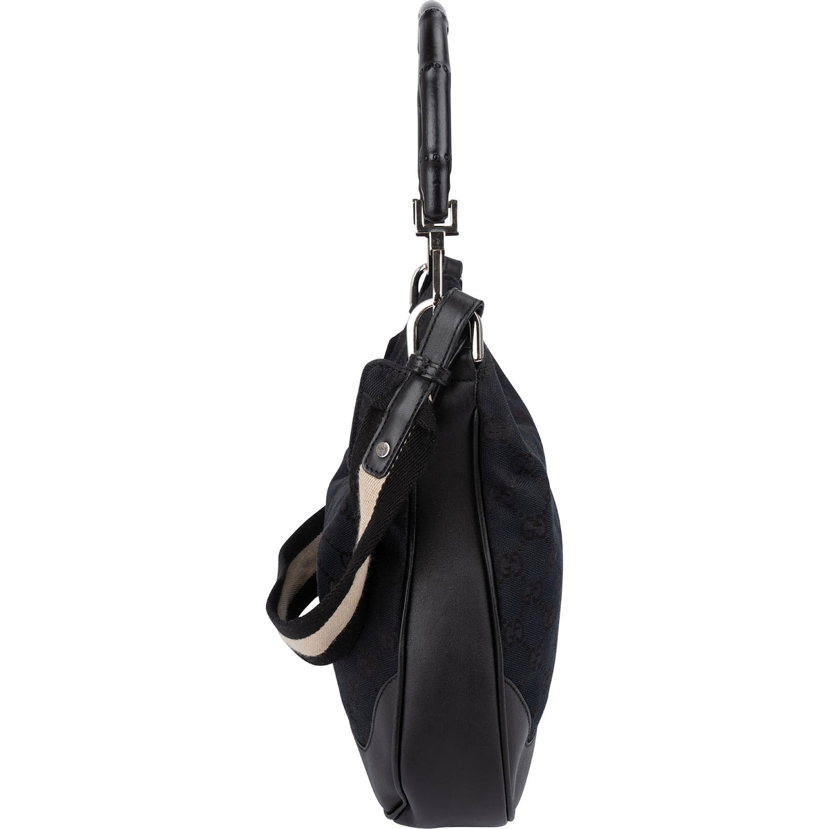 Gucci Monogram GG Canvas schoudertas met bamboe handvat