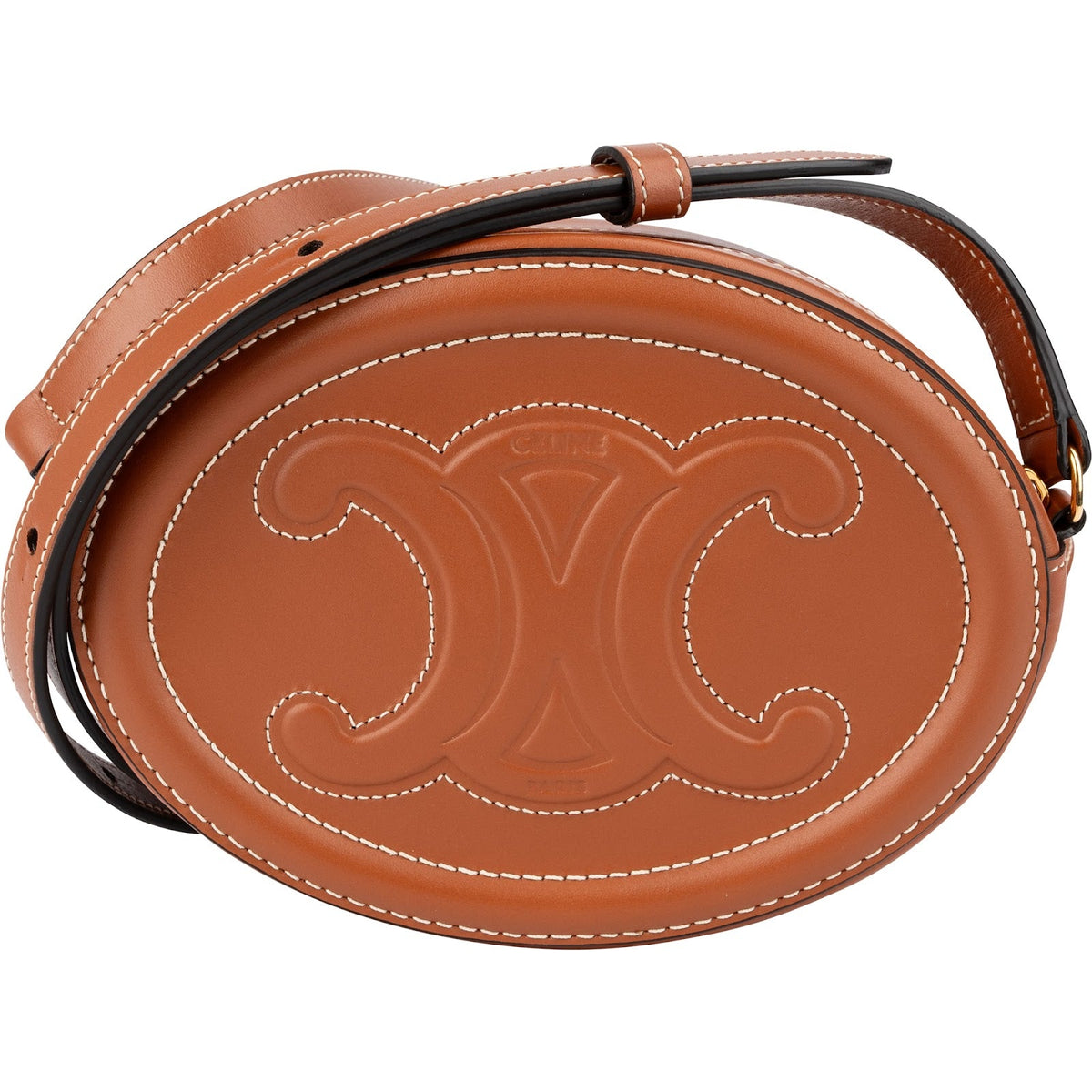 Celine CC Oval Cuir Triomphe mini crossbodytas van kalfsleer