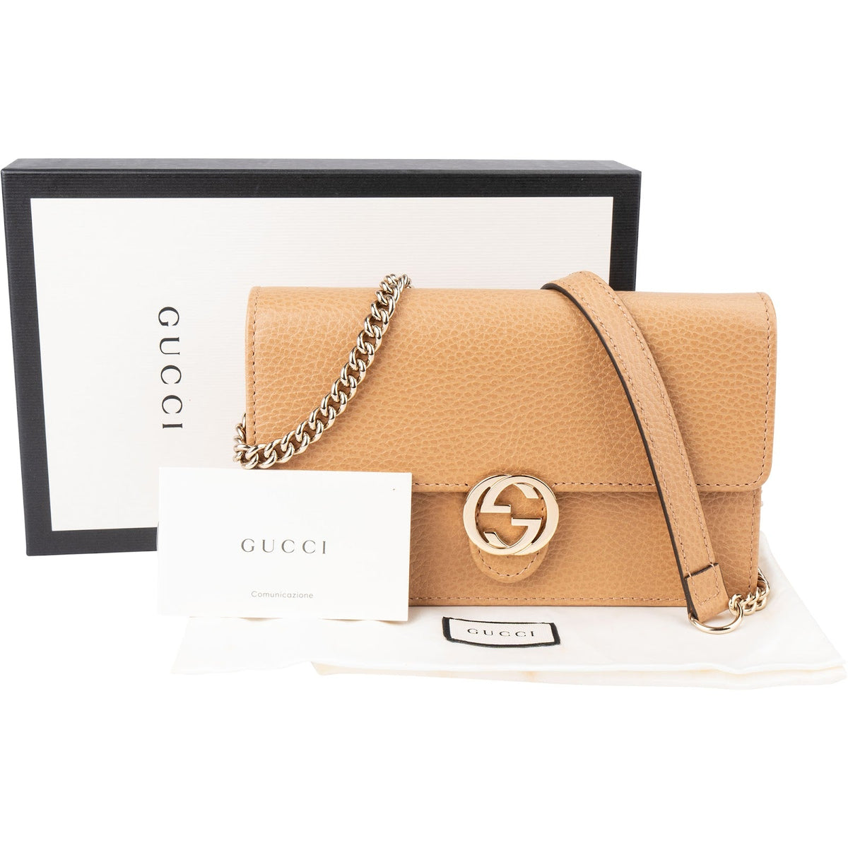 Gucci Interlocking GG Wallet On Chain aus genarbtem Kalbsleder – Ansicht 2