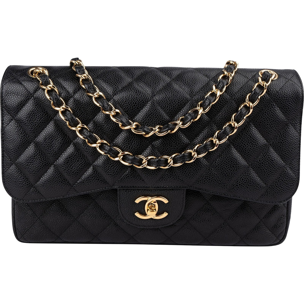 Chanel Jumbo Double Flap aus Caviar-Leder – Vorderansicht