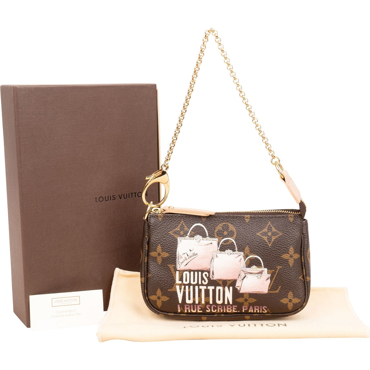 Borsa Mini Pochette Accessoires Louis Vuitton in tela Monogram Ilustre 1 Rue Scribe Paris