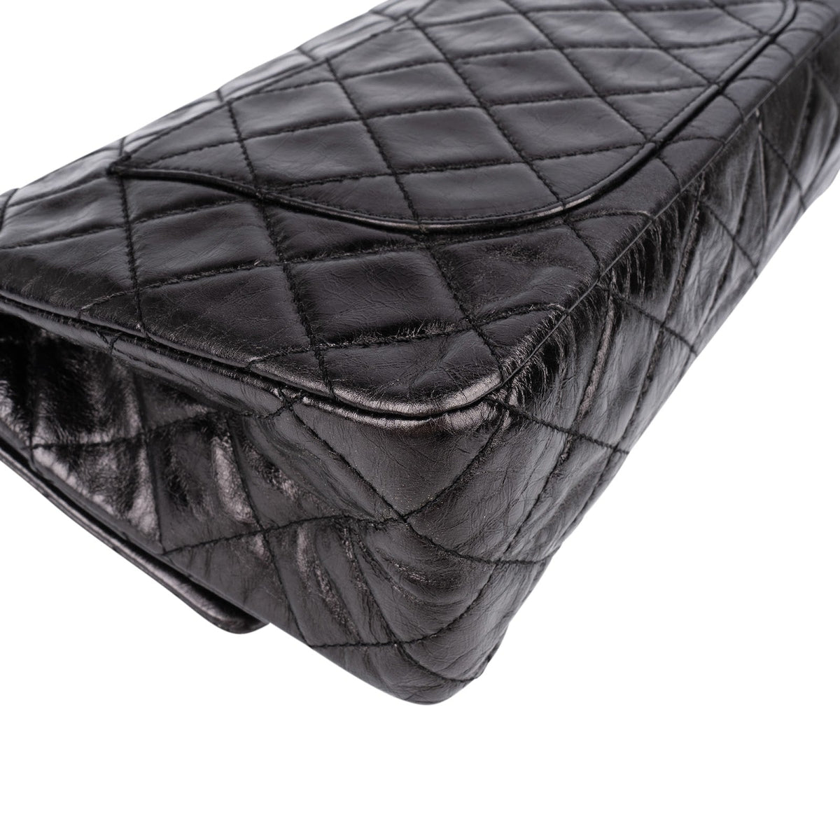 Chanel 2.55 So Black Jumbo Double Flap aus Aged-Kalbsleder – Ansicht 8
