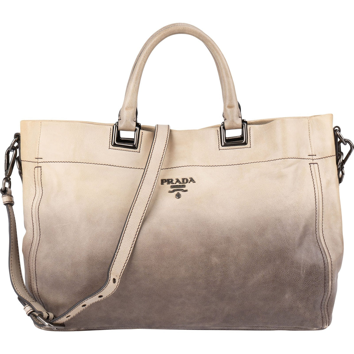 Prada Sfumato Tote aus Vitello-Antik-Leder – Vorderansicht