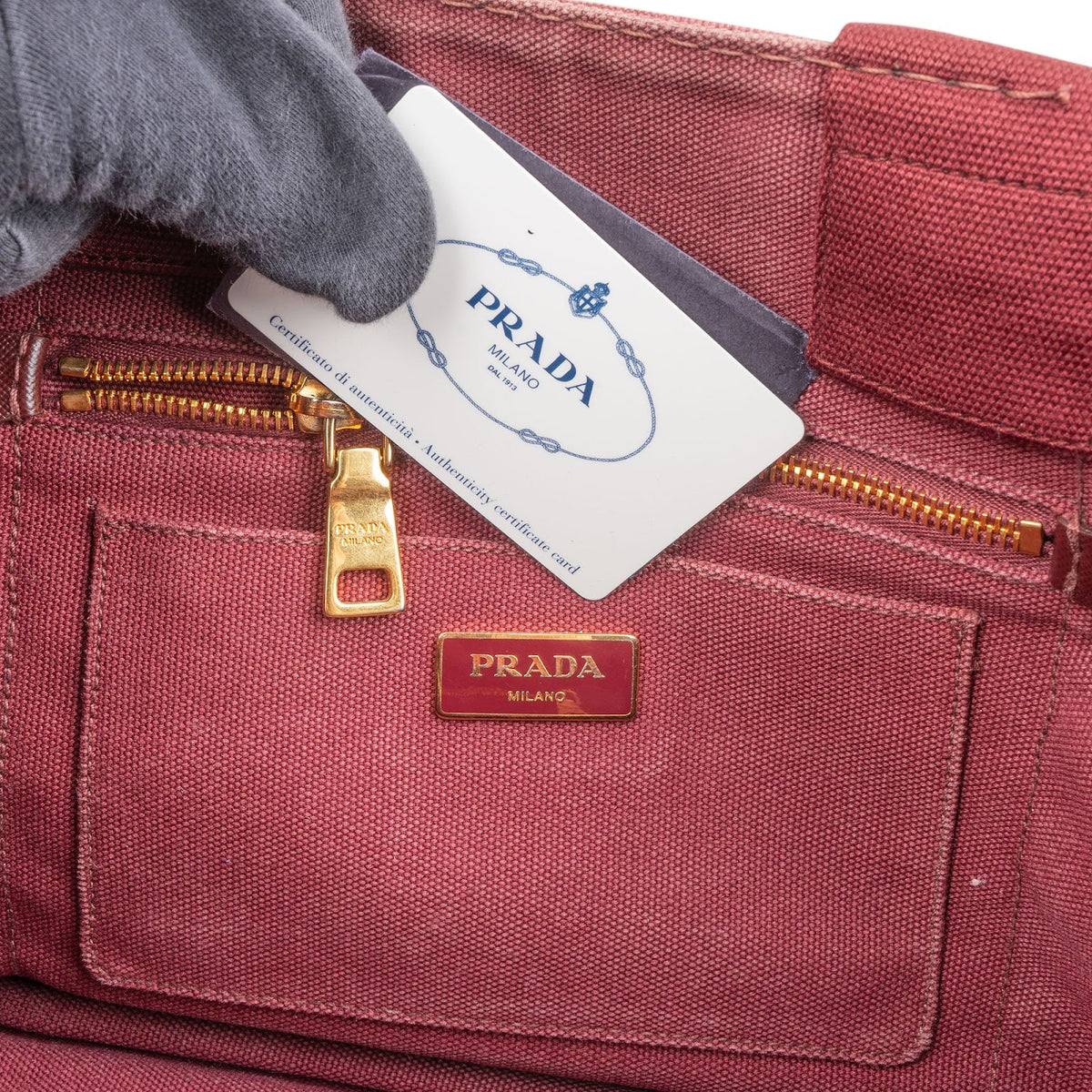 Prada Bordeaux Canvas Canapa Tote, Bild 10 von 11