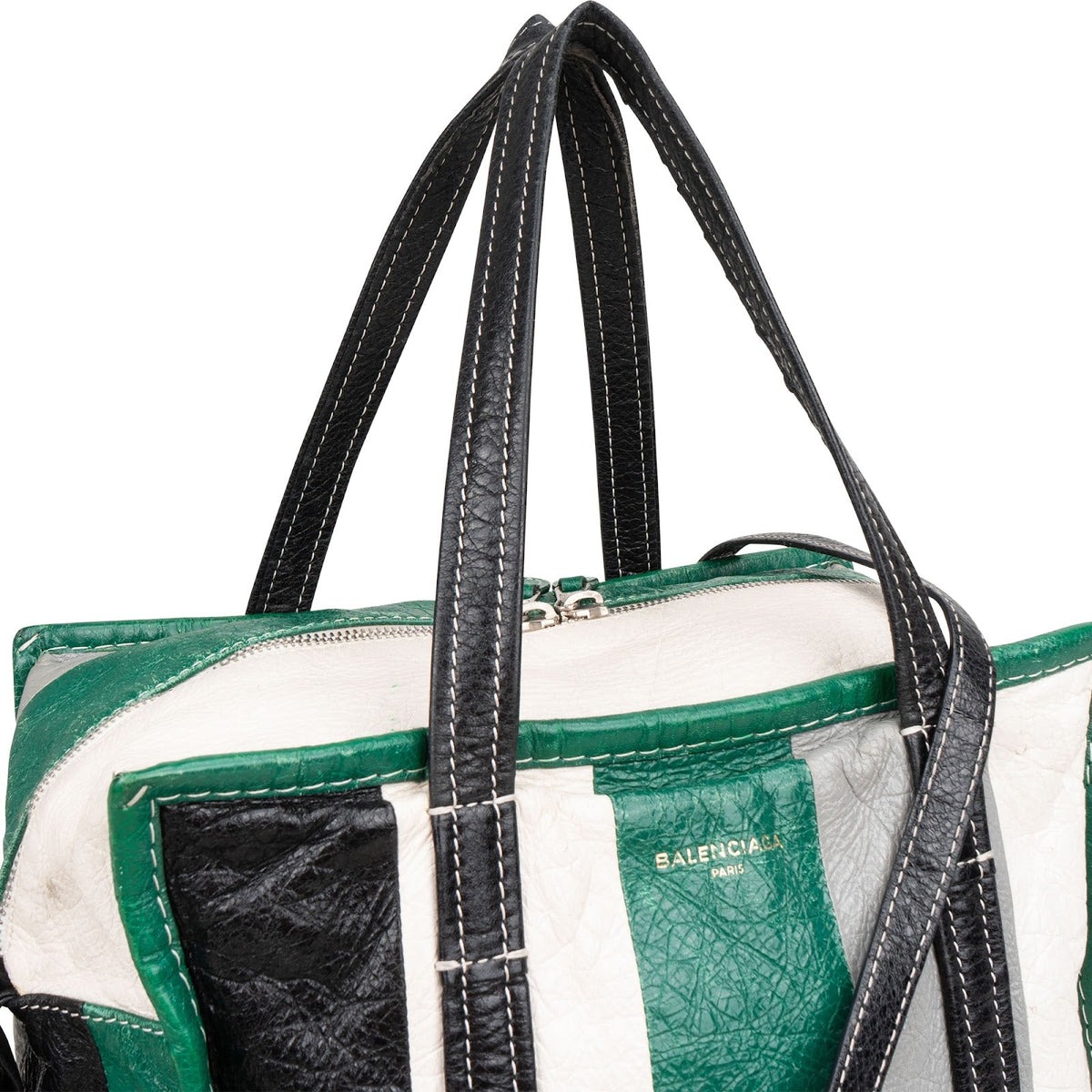 Balenciaga Bazar Small Tote aus dreifarbigem Kalbsleder – Ansicht 2