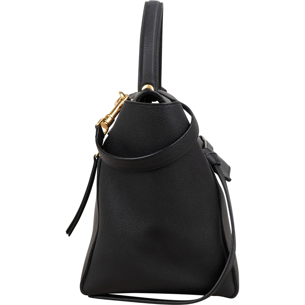 Borsa a mano Céline Belt in pelle di vitello martellata nera