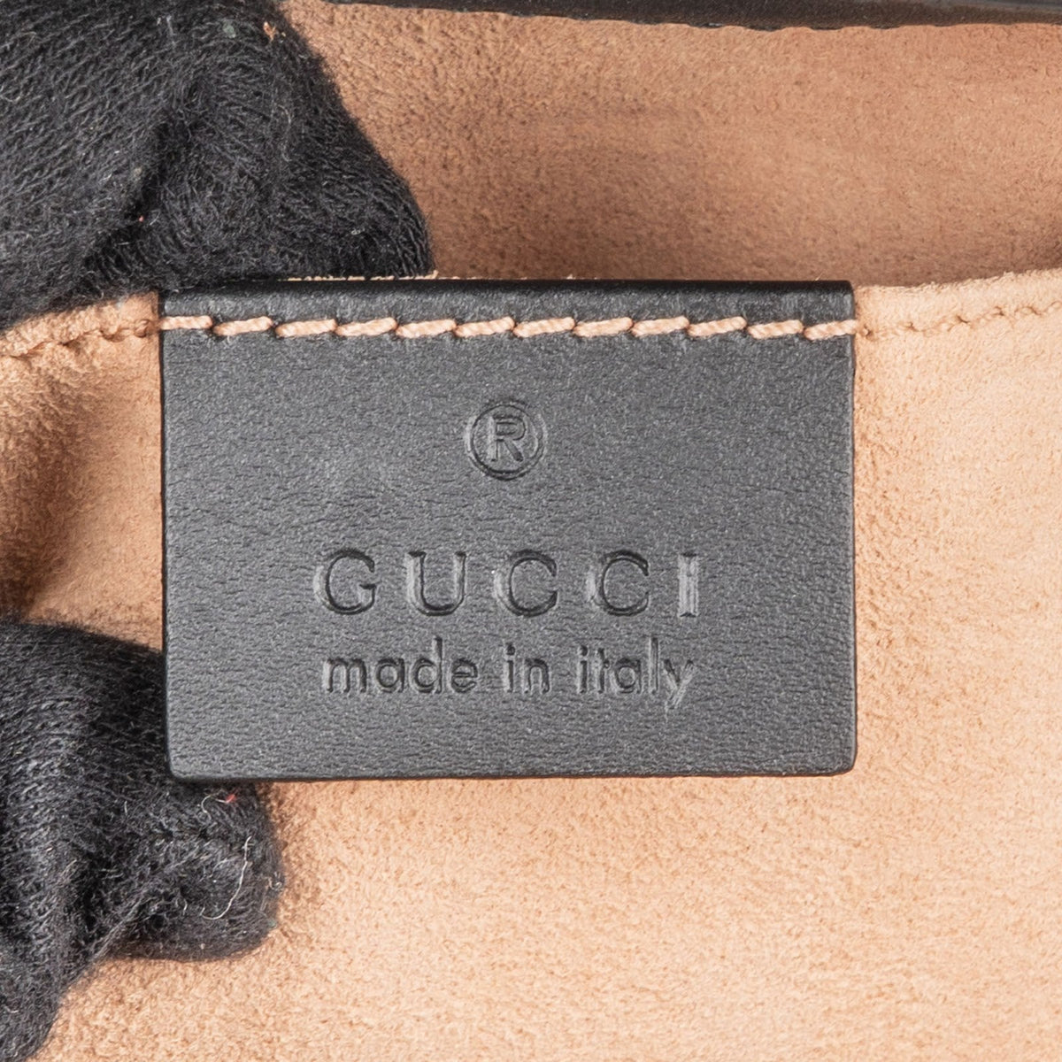 Gucci kleine Ophidia handtas van lakleer en suède