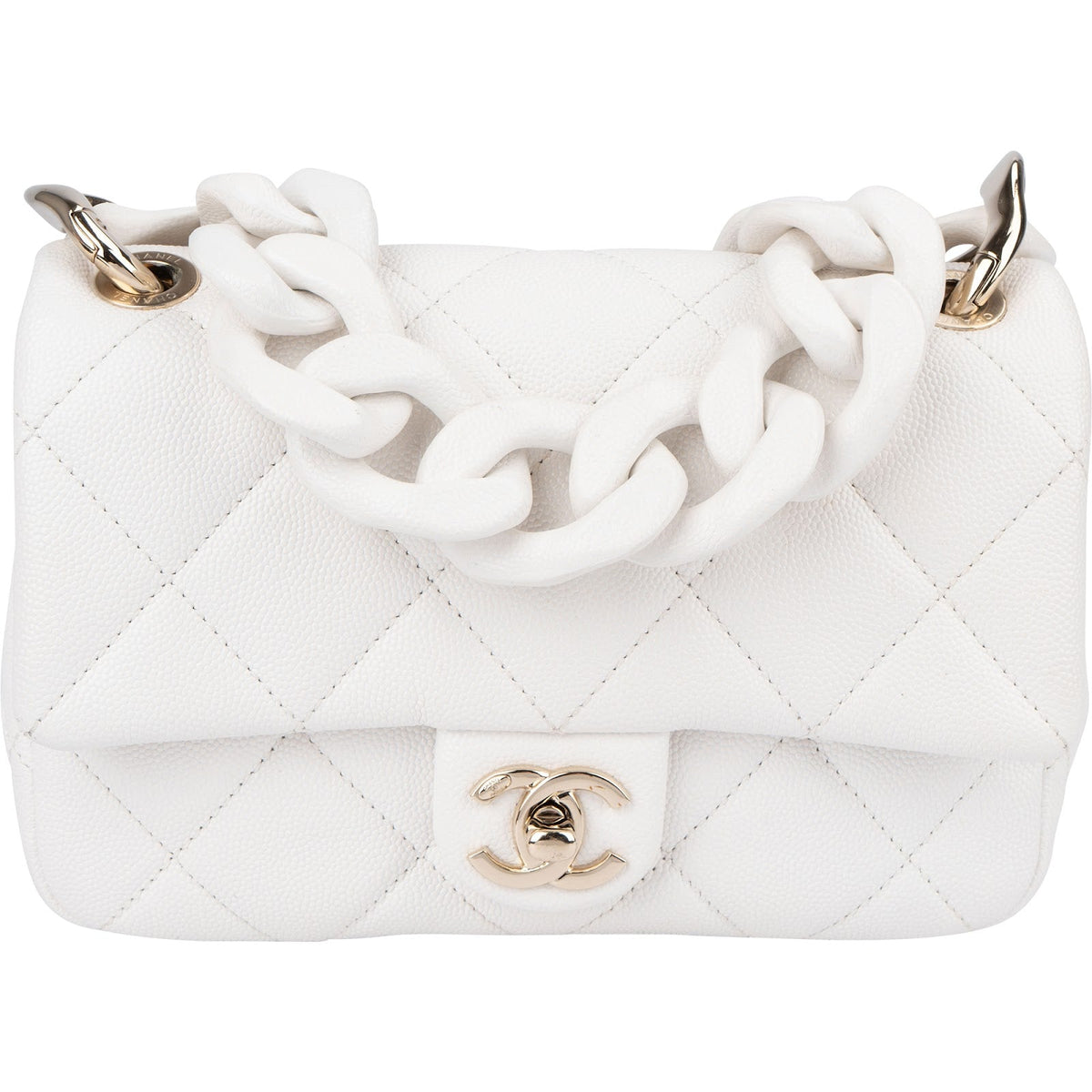 Chanel Chunky Chain Rectangular Single Flap aus Caviar-Leder – Vorderansicht