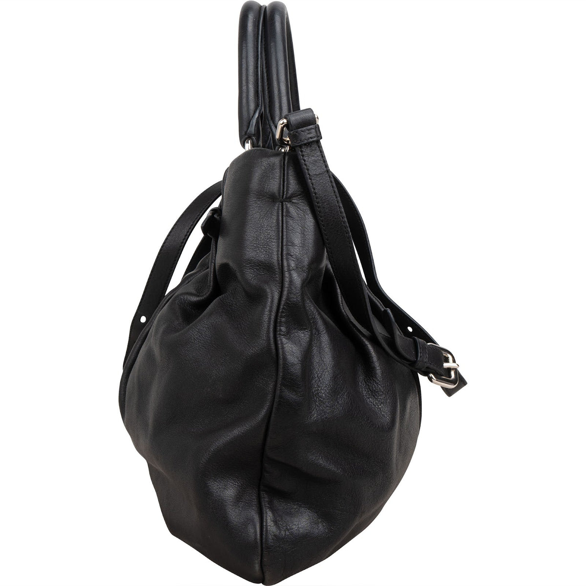 Prada zwarte Soft kalfsleren Gathered Belt Hobo schoudertas