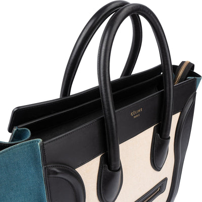 Celine Tricolor Canvas and Leather Luggage Tote Handbag