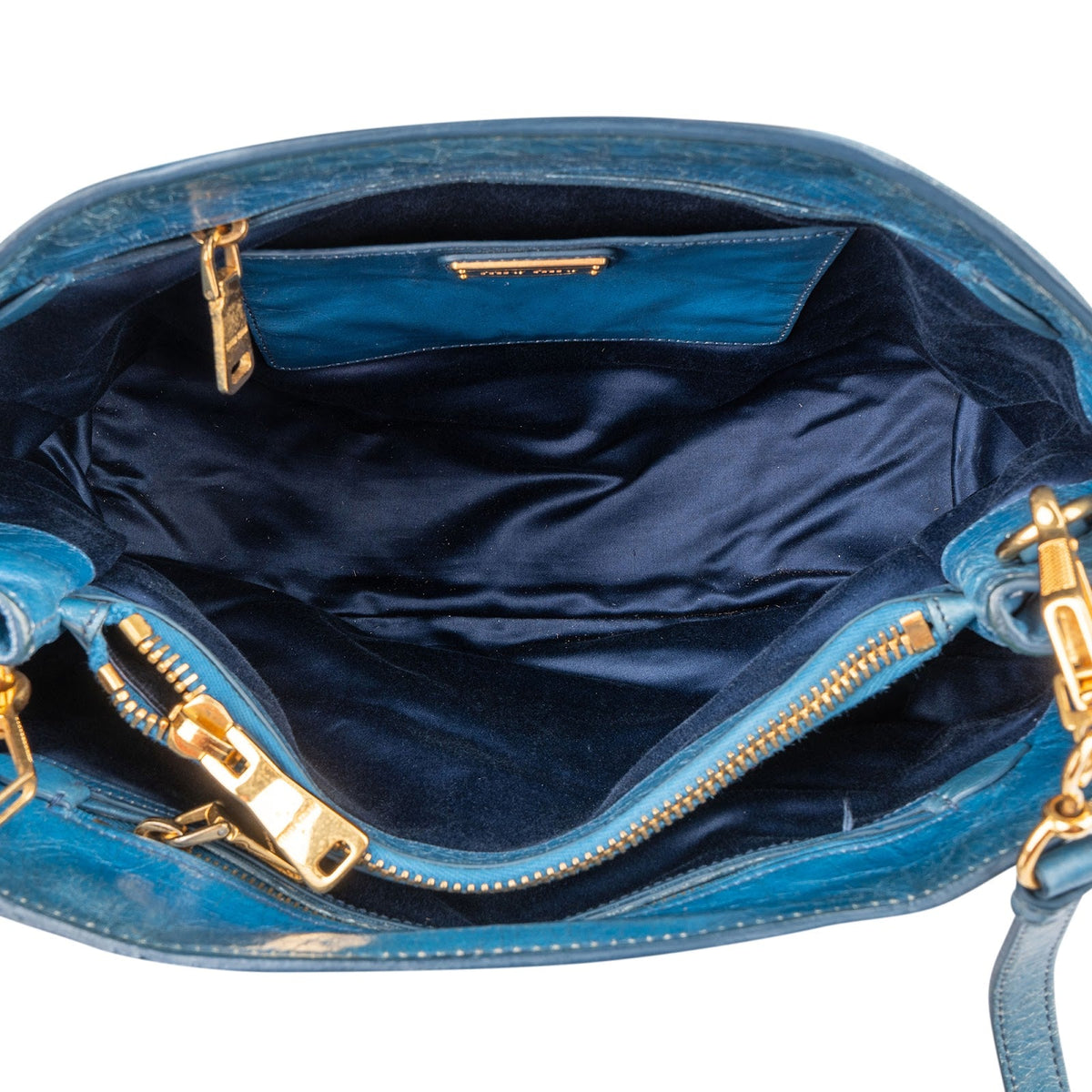 Borsa tote Miu Miu in pelle Vitello Lux blu