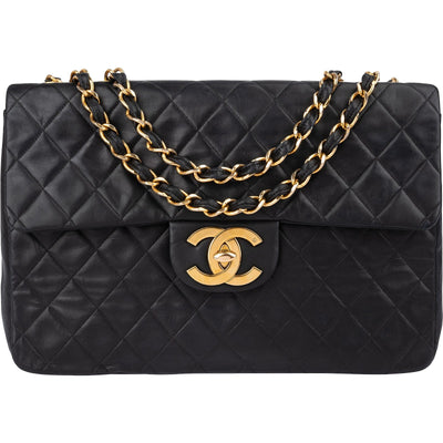 Chanel Quilted Lambskin 24K Gold Maxi Single Flap Crossbody Bag