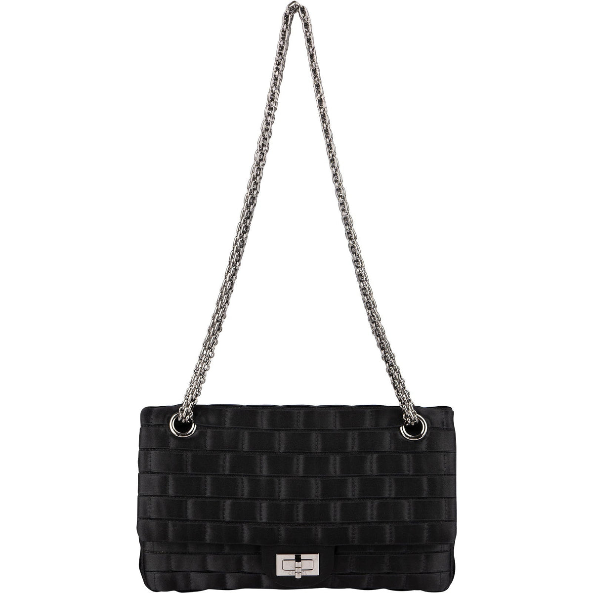 Borsa a tracolla Chanel Rare Sample in raso modello Chocolate Bar 2.55 Reissue Double Flap