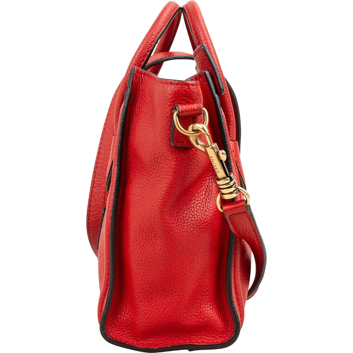 Céline Rot genarbtes Kalbsleder Nano Luggage Handtasche, Bild 5 von 11