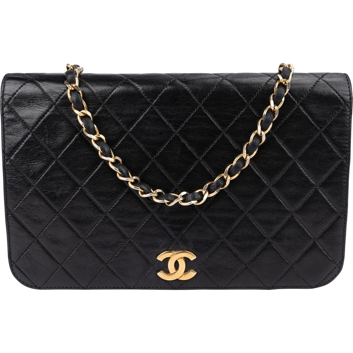 Chanel Quilted Lambskin CC Single Flap Shoulder Bag