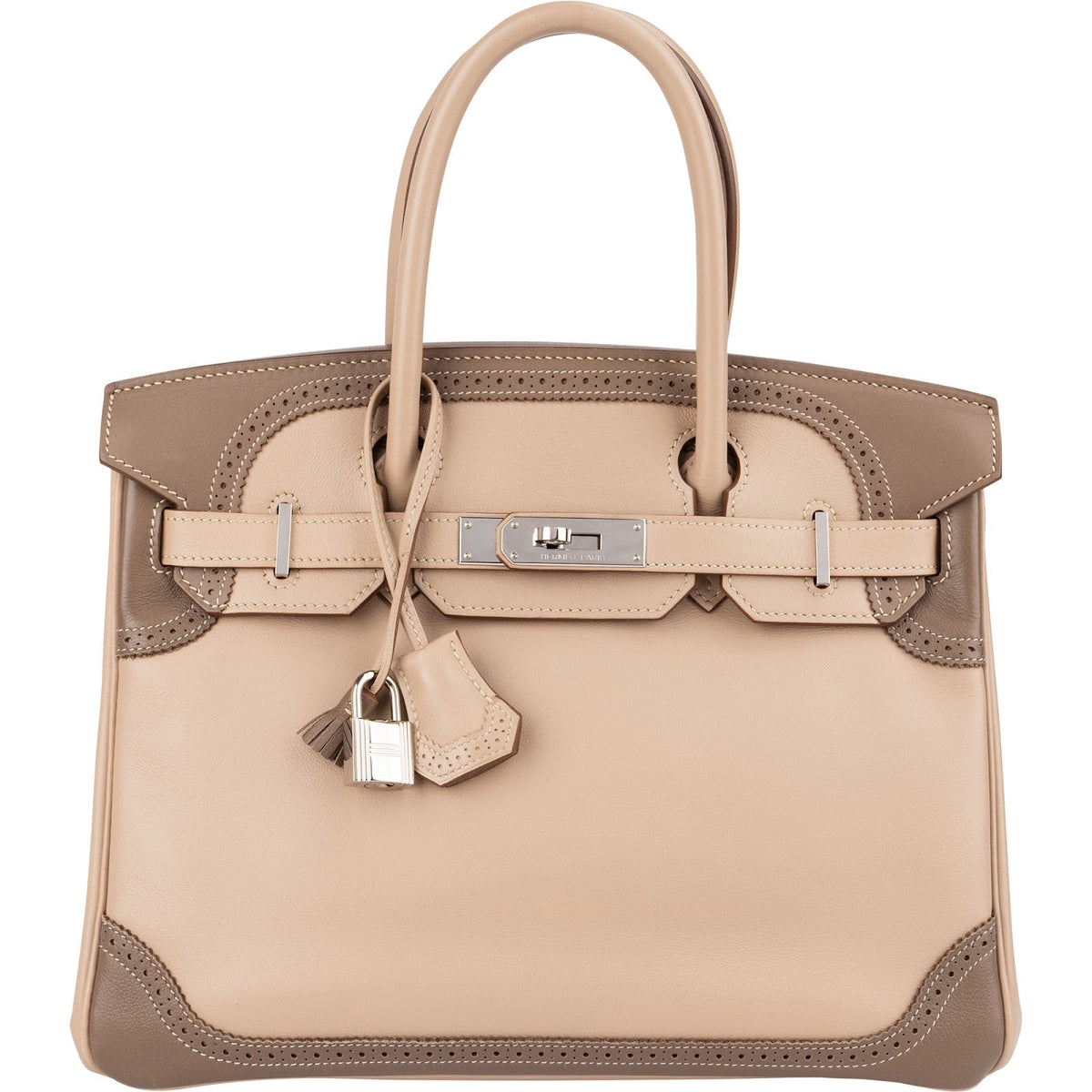 Hermès Swift Birkin 30 handtas in Blanc & Gris Perle met palladium hardware