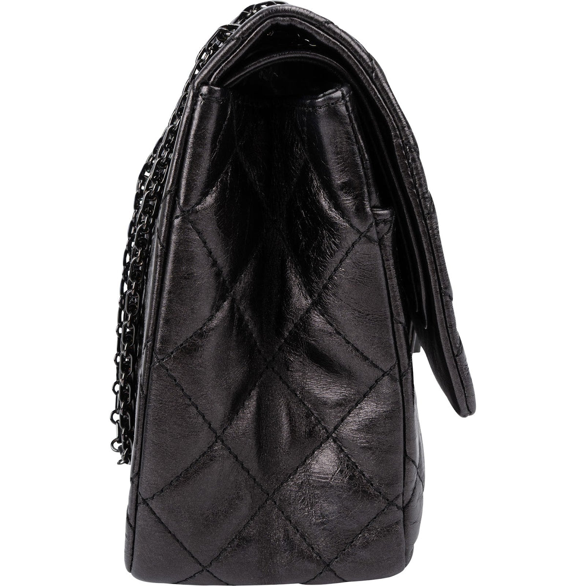 Chanel 2.55 So Black Jumbo Double Flap aus Aged-Kalbsleder – Ansicht 3