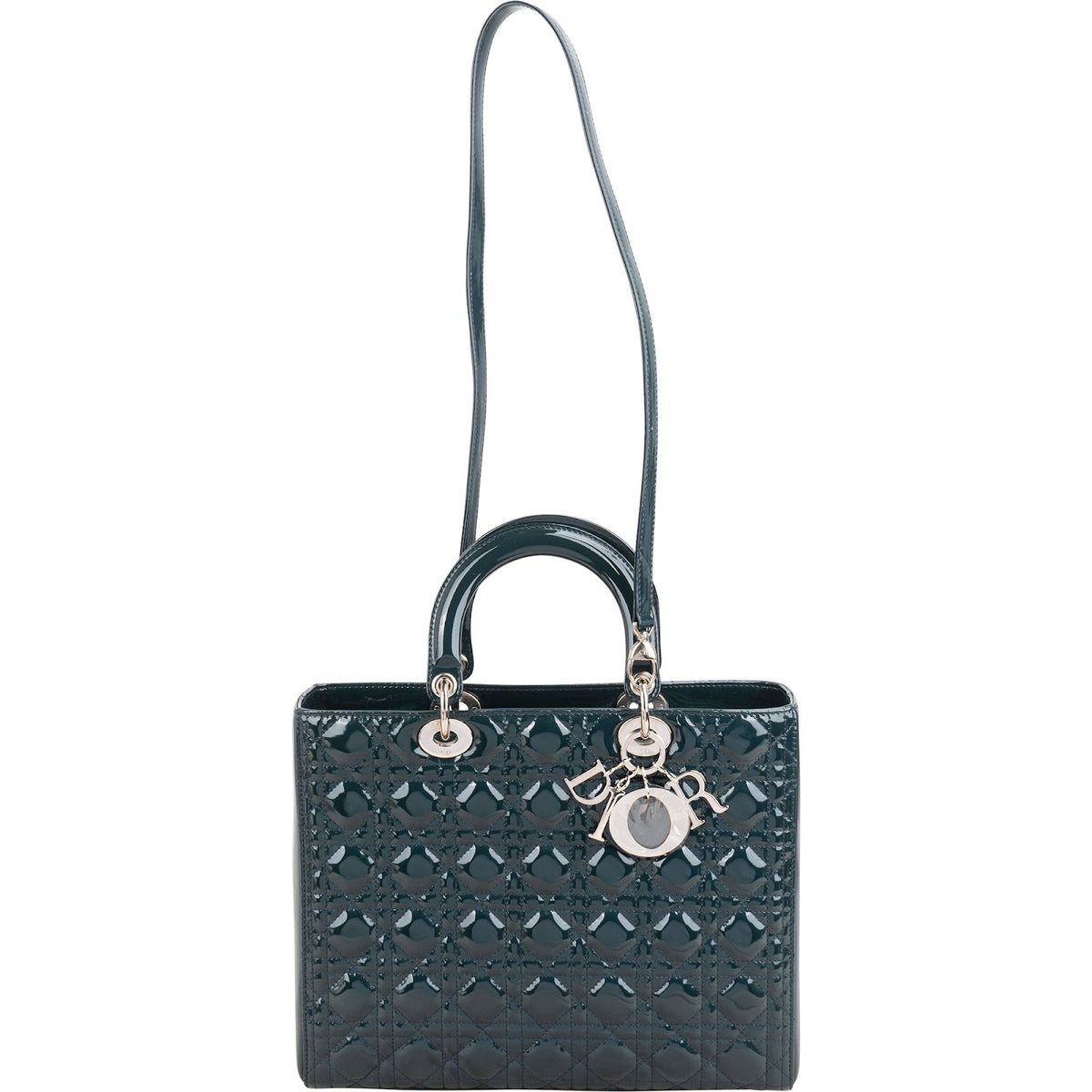 Christian Dior Cannage Patent Leather Medium Lady Dior Handbag