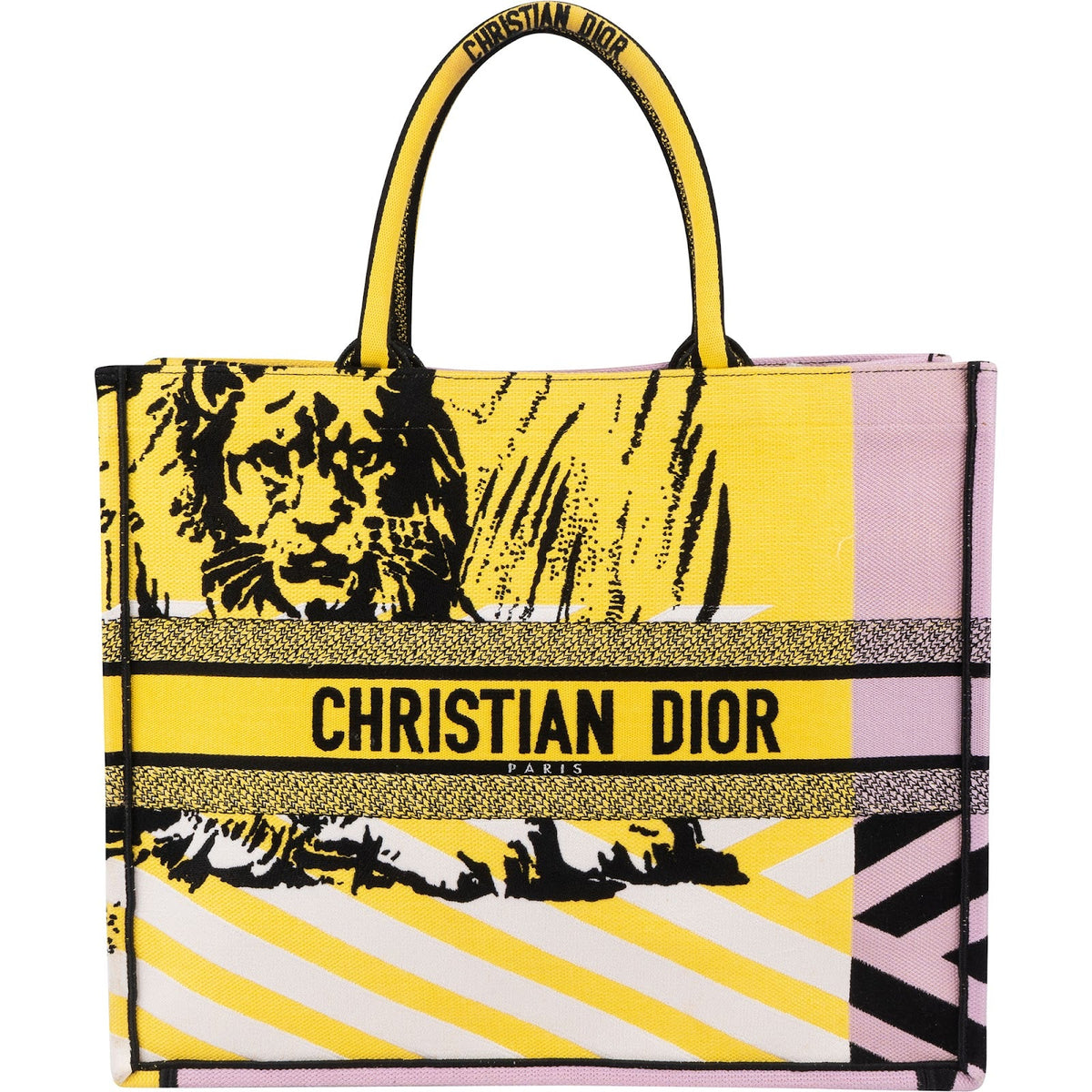 Borsa a mano Book Tote D-Jungle Pop in tela ricamata Christian Dior