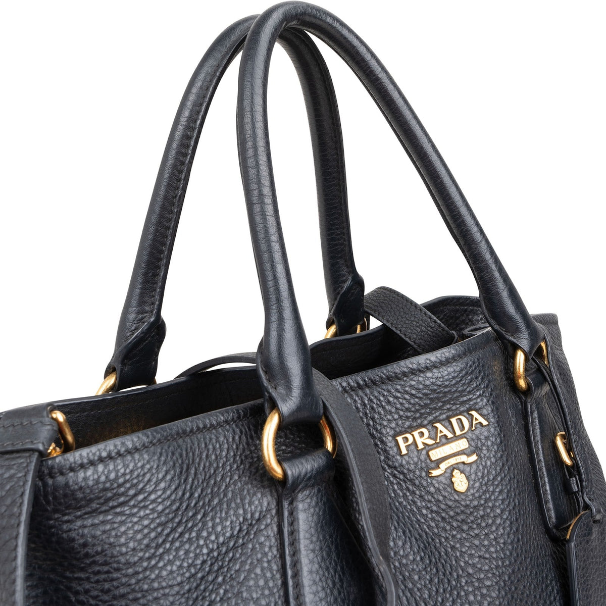Prada Black Vitello Daino Leather Tote Handbag