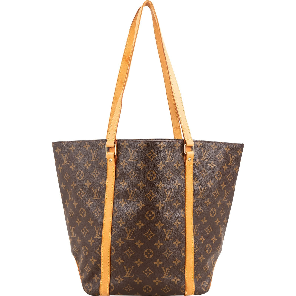 Louis Vuitton Monogram Canvas Sac Shopping aus Canvas und Vachetta-Leder – Vorderansicht