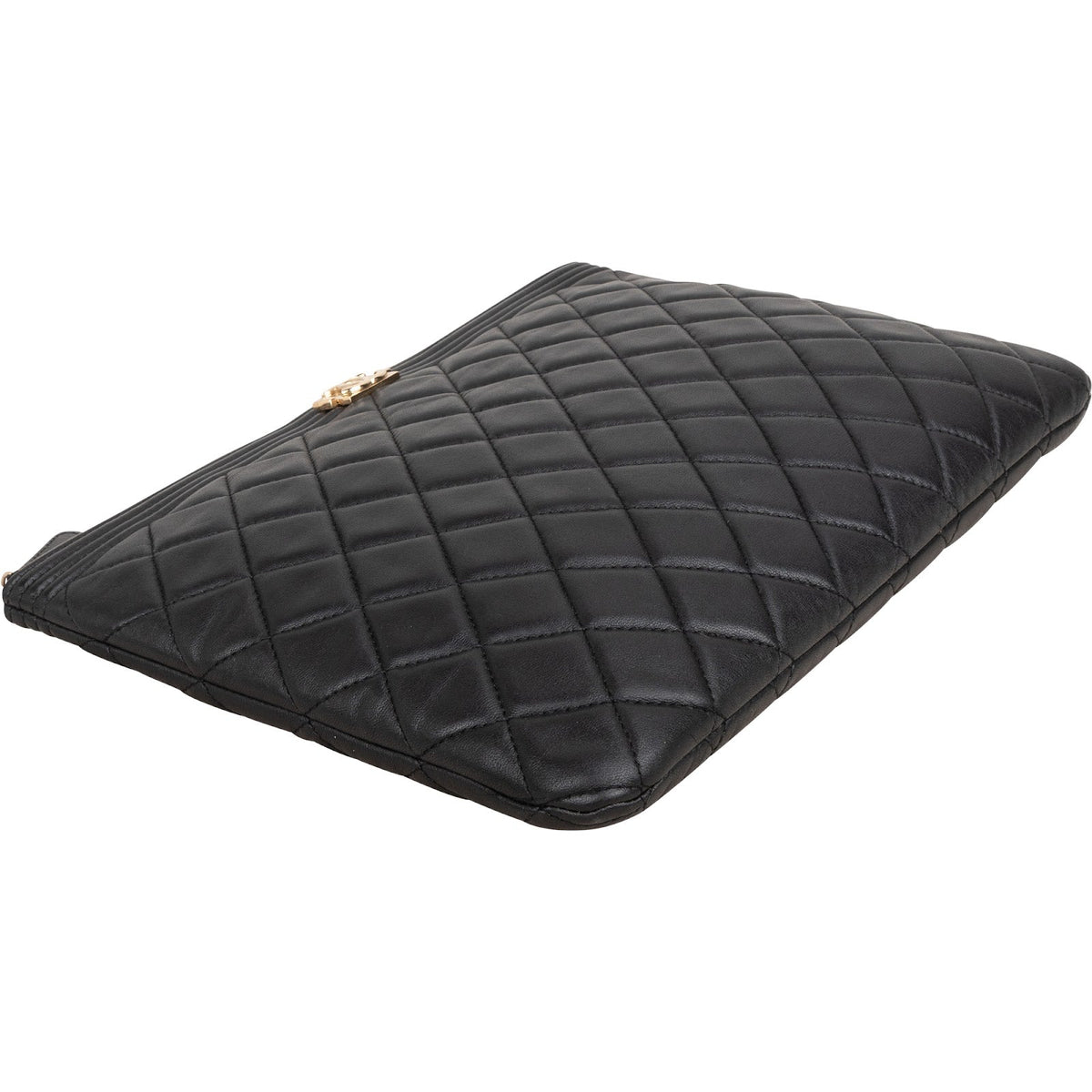 Chanel Black Quilted Lambskin Small CC Boy Clutch