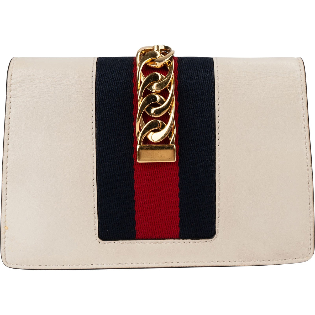 Gucci Sylvie Mini Web Stripe Leather Chain Crossbody Bag
