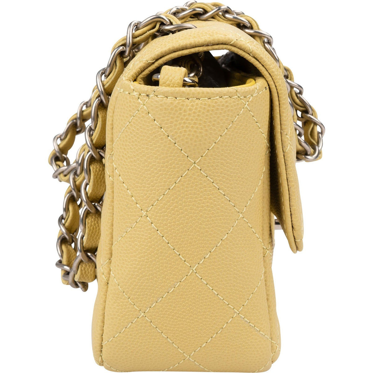 Chanel gewatteerde Caviar lederen Palladium Mini Rectangular Single Flap crossbody tas
