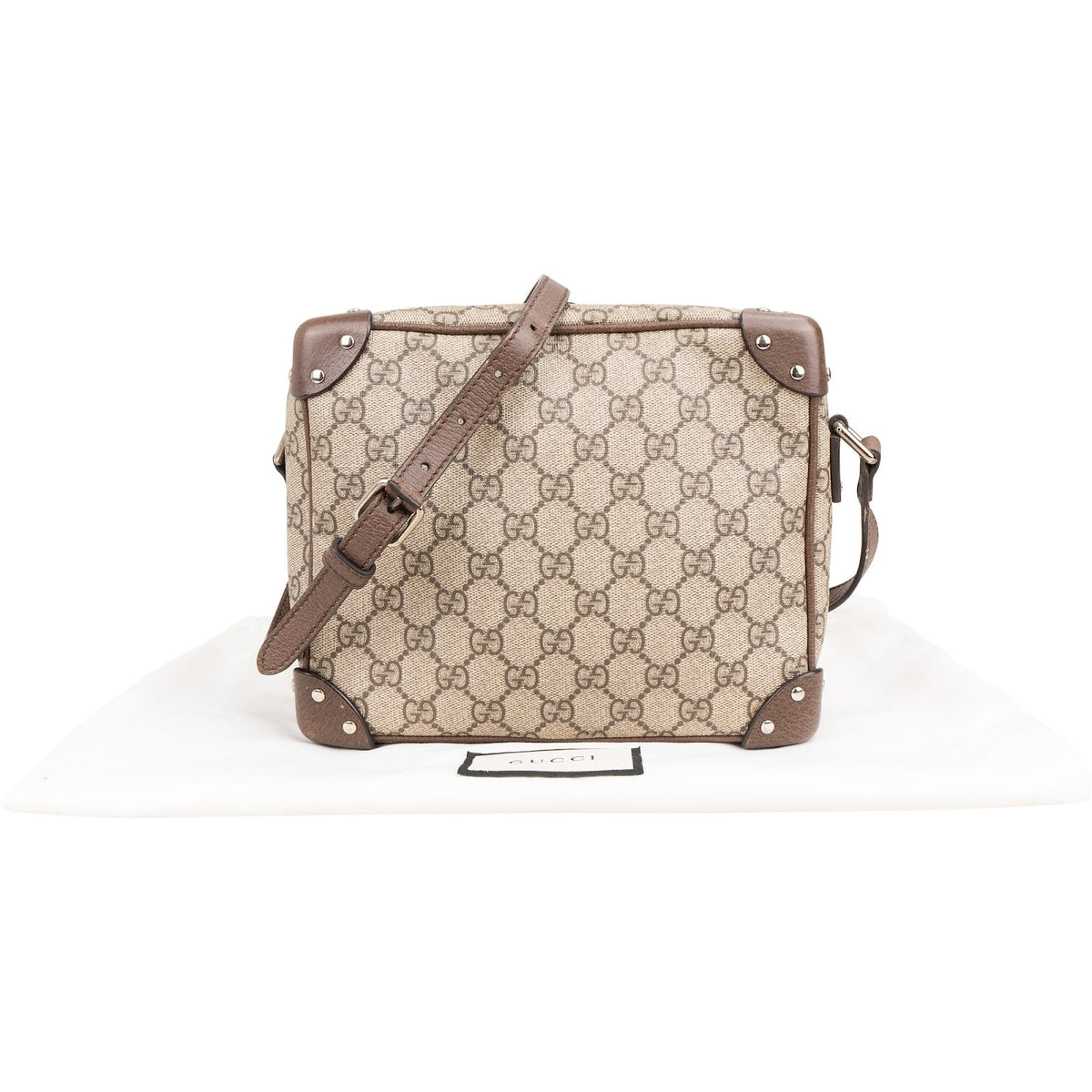 Sac bandoulière Gucci Trunk clouté en toile GG Supreme
