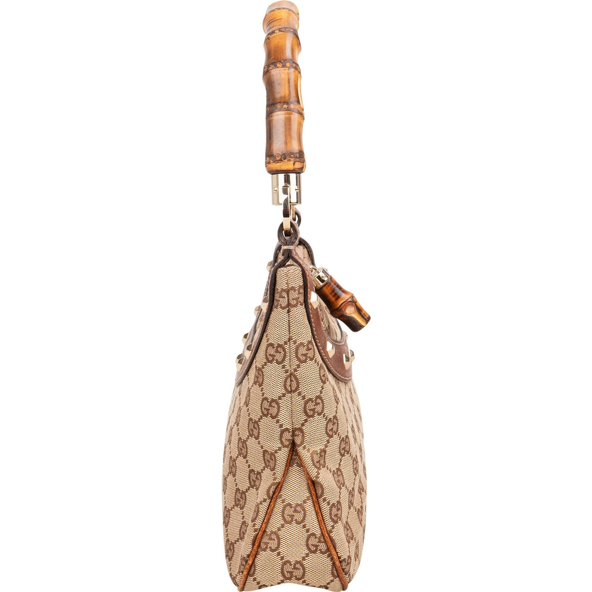 Gucci Monogram GG Bamboo Handle Studded Hobo Handtasche, Bild 4 von 11