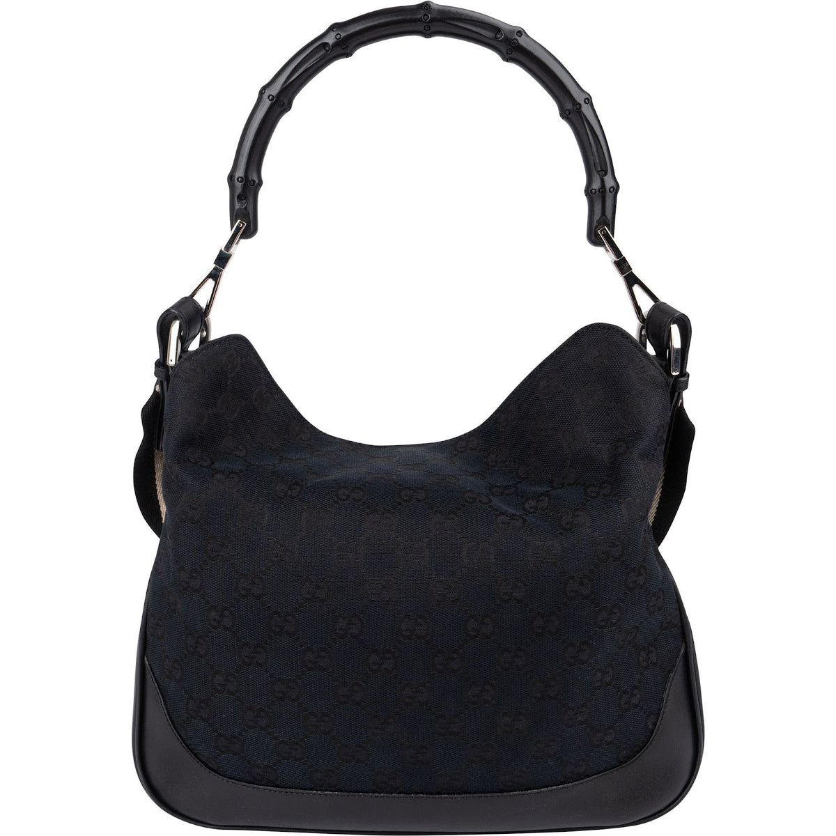 Gucci Monogram GG Canvas schoudertas met bamboe handvat