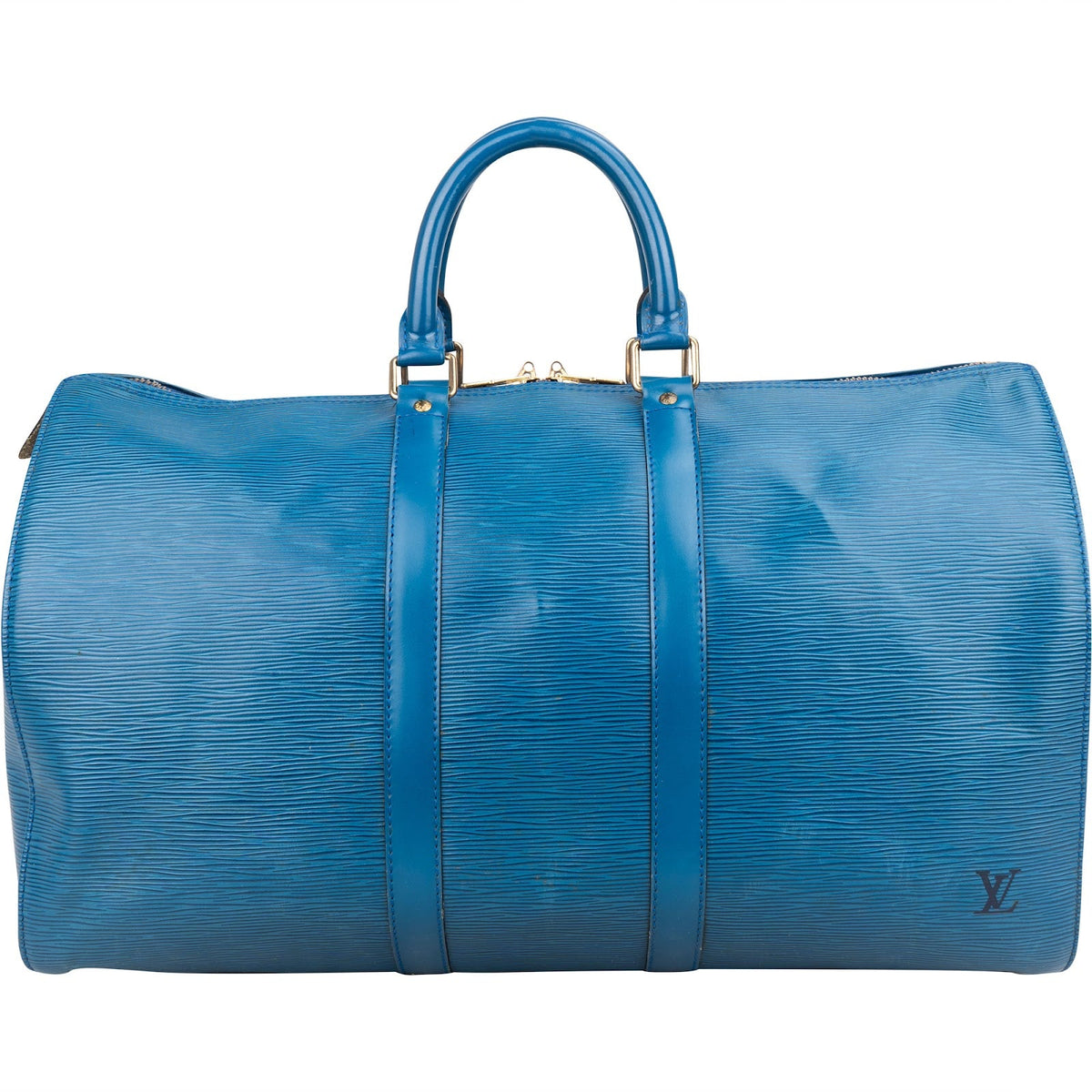 Bolso de viaje Louis Vuitton Keepall 45 en piel Epi azul