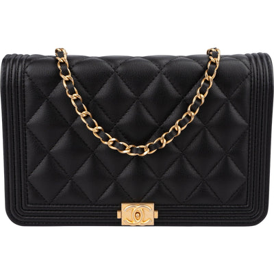 Chanel Quilted Lambskin Small Boy Wallet On Chain Crossbody Bag