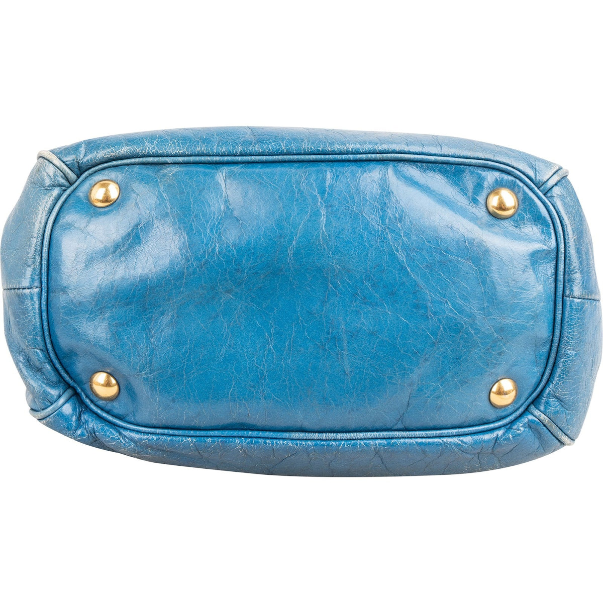 Miu Miu Blau Vitello Lux Small Front Bow Handtasche, Bild 7 von 12
