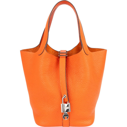 Hermès Tangerine Orange Taurillon Clemence Picotin Lock 18 (PM) Handbag