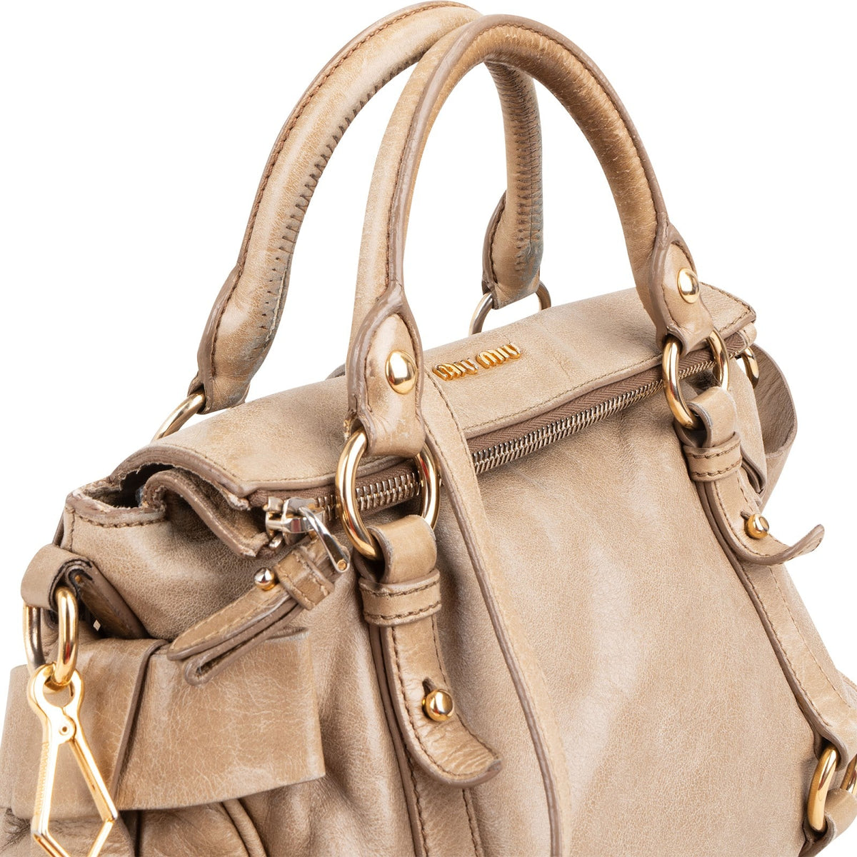 Miu Miu Vitello Lux Leder Bow Small Satchel Handtasche, Bild 2 von 11