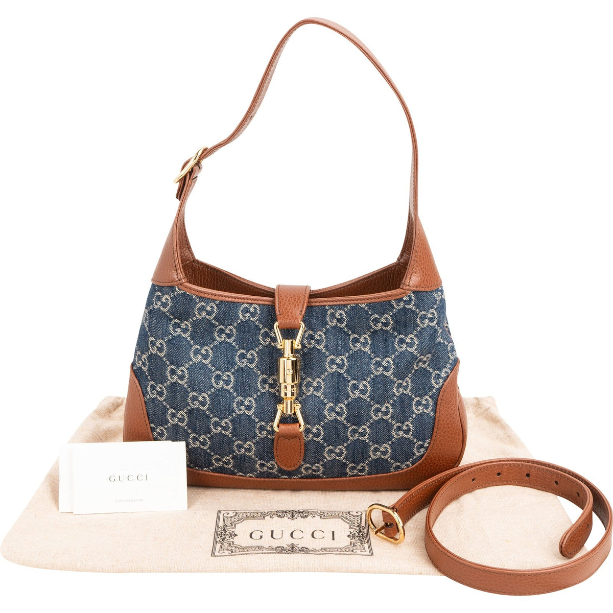 Gucci Jackie 1961 Small Denim Hobo Shoulder Bag