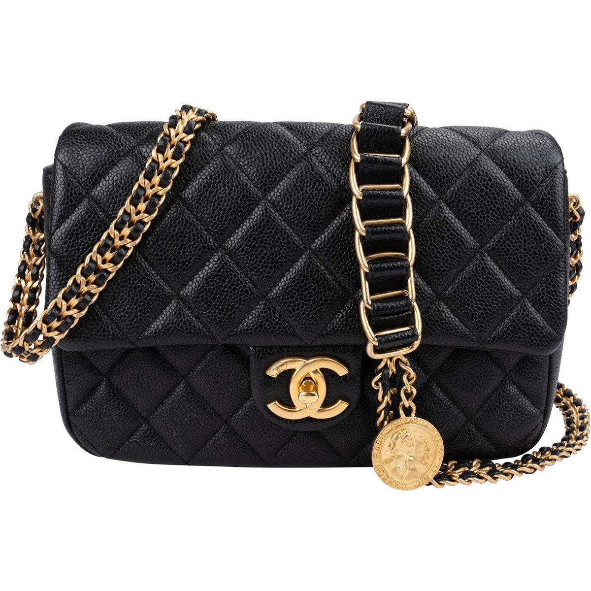 Chanel Caviar lederen Mini Rectangular Flap Coin crossbody tas