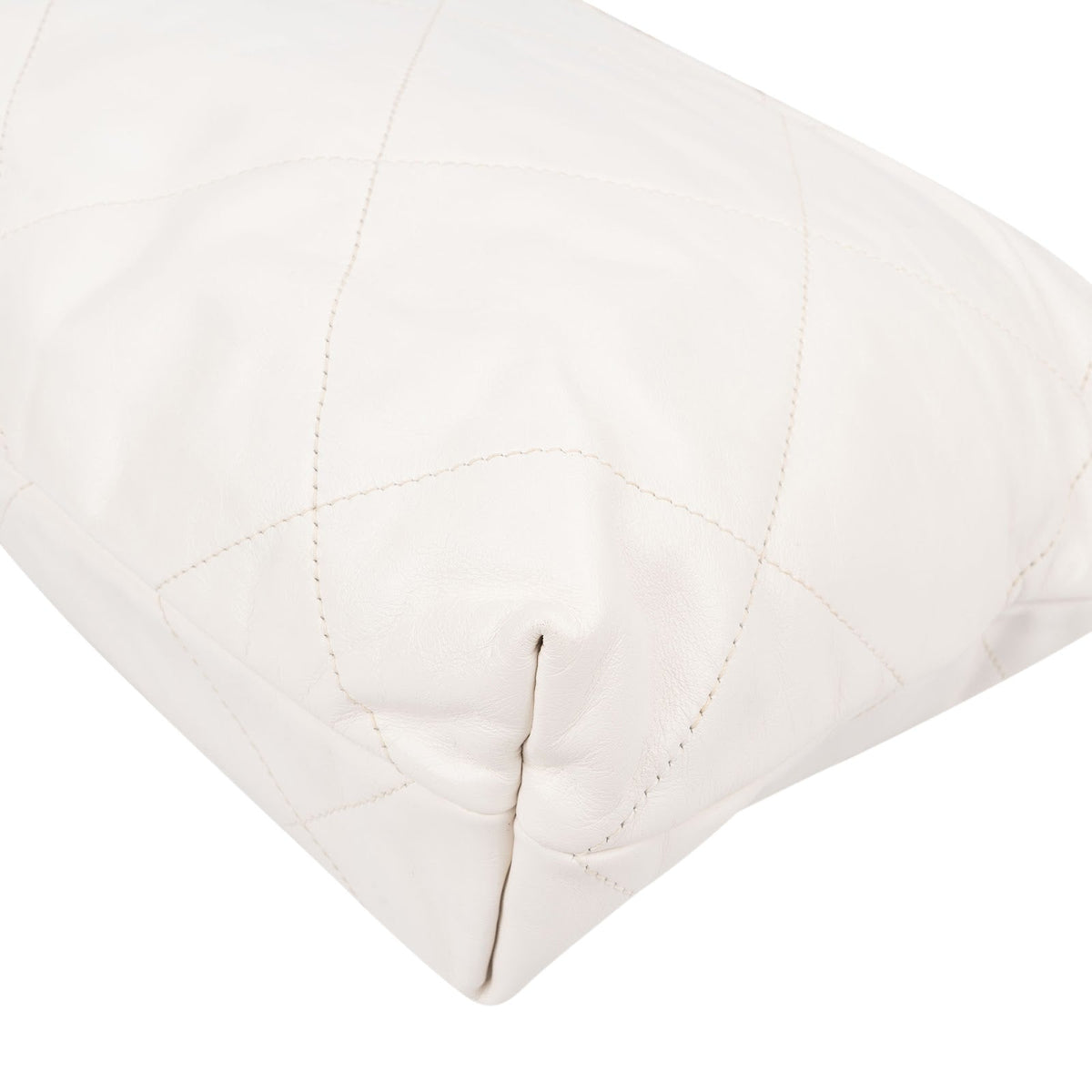 Chanel 22 White Quilted Lambskin Maxi Drawstring Shoulder Bag